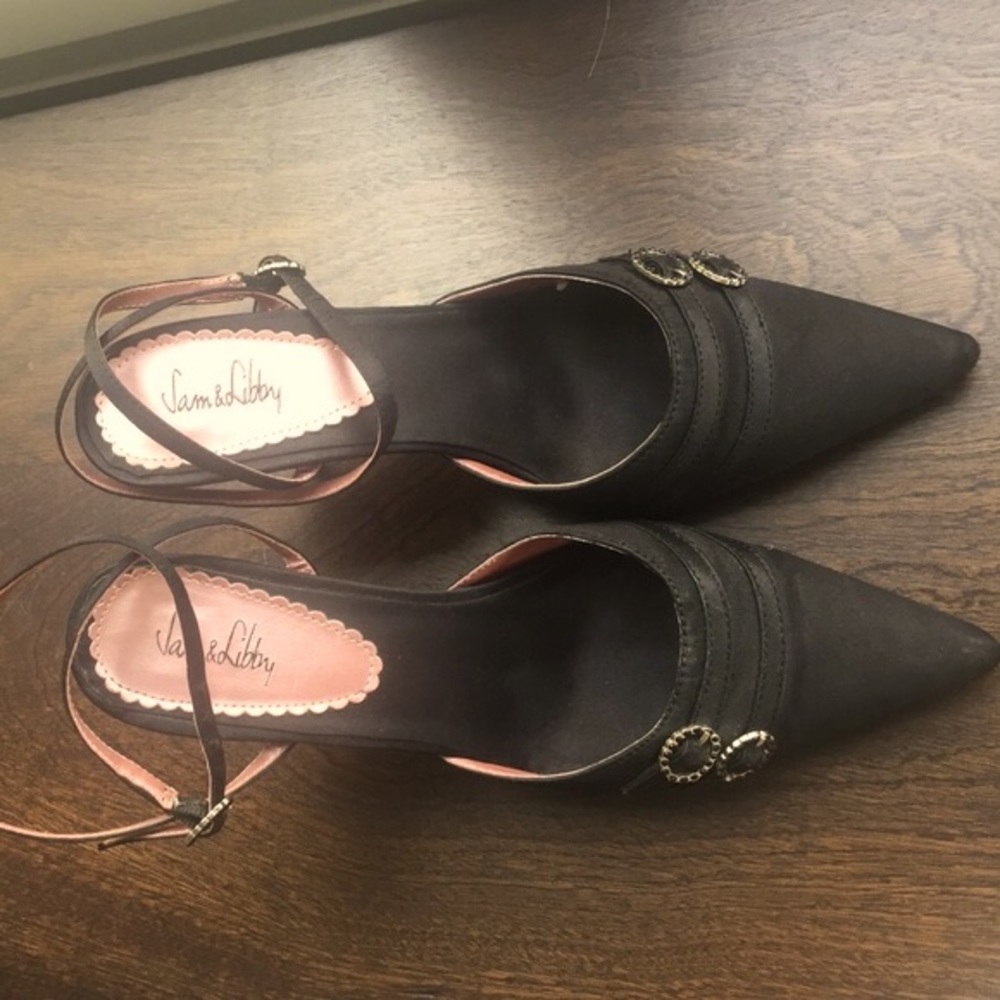 Sam and Libby Black Satin High Heels